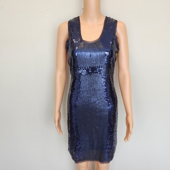 MAX Studio Blue sequin sleeveless dress size XS - Picture 1 of 10